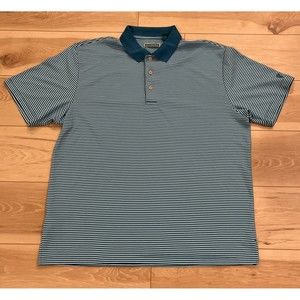 Cubavera Men's Polo Shirt Green Aqua XL Short‎ Sleeve Contrasting solid collar